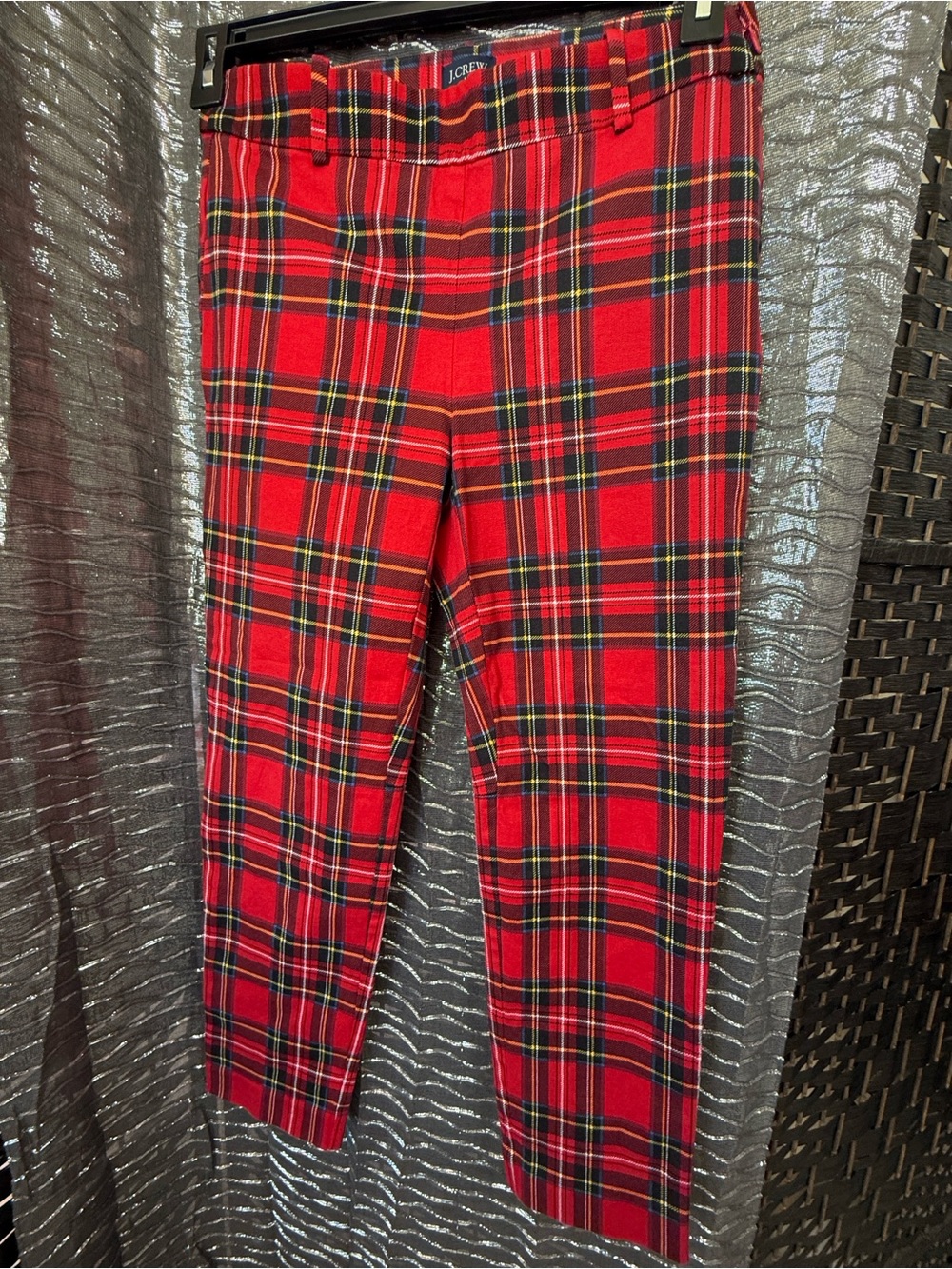 J.Crew Minnie Pant Red Tartan RETRO ROYAL Plaid -Size 4-smart casual gossip girl